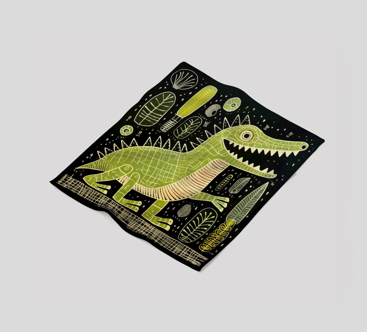 Alligatore verde 2 coperta in pile da Minimal Animal Art