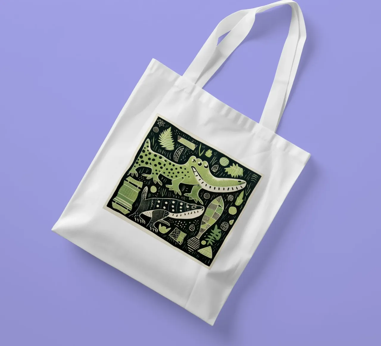 Alligatore verde 3 borsa in juta da Minimal Animal Art
