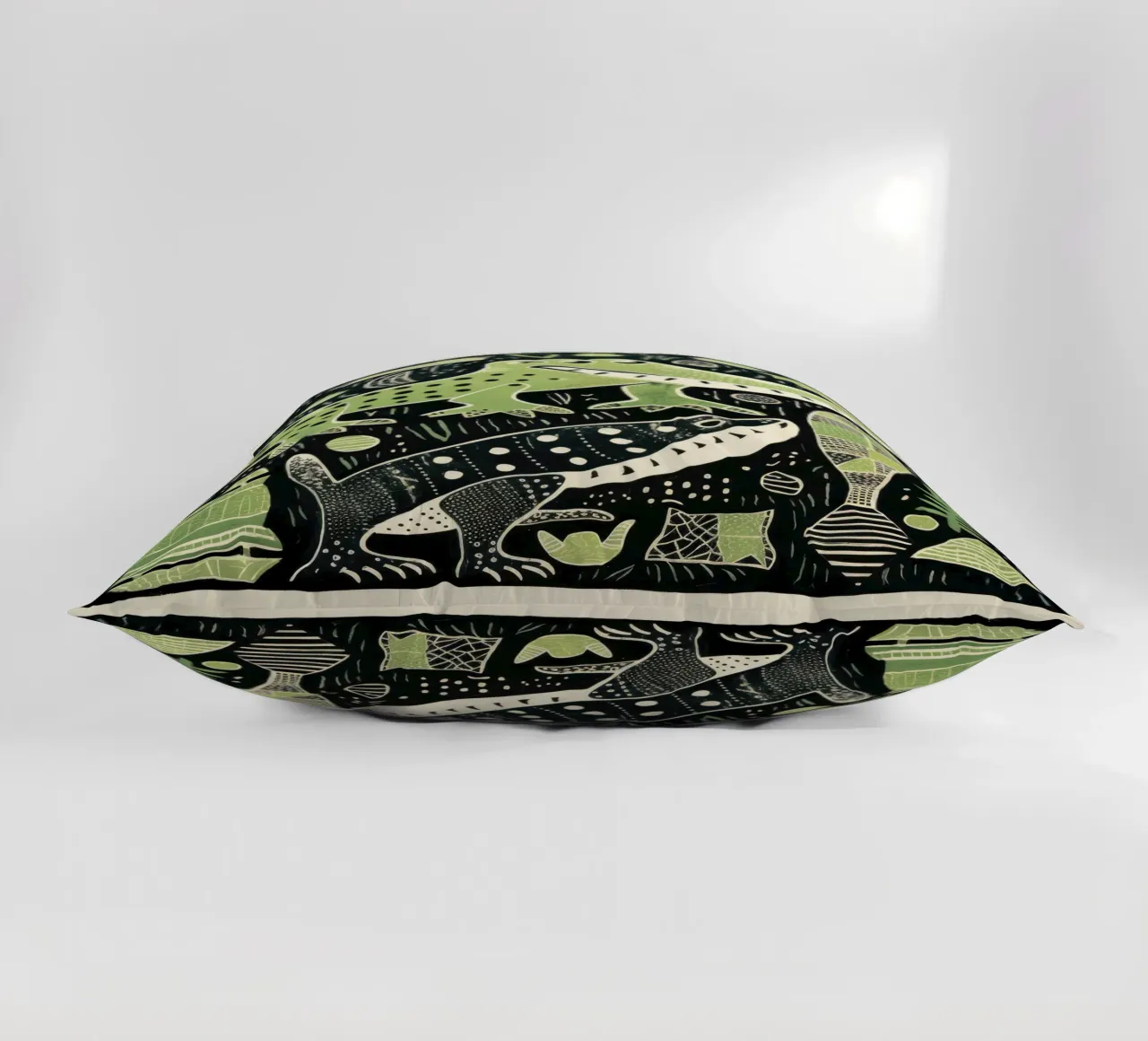 Alligatore verde 3 cuscino da Minimal Animal Art