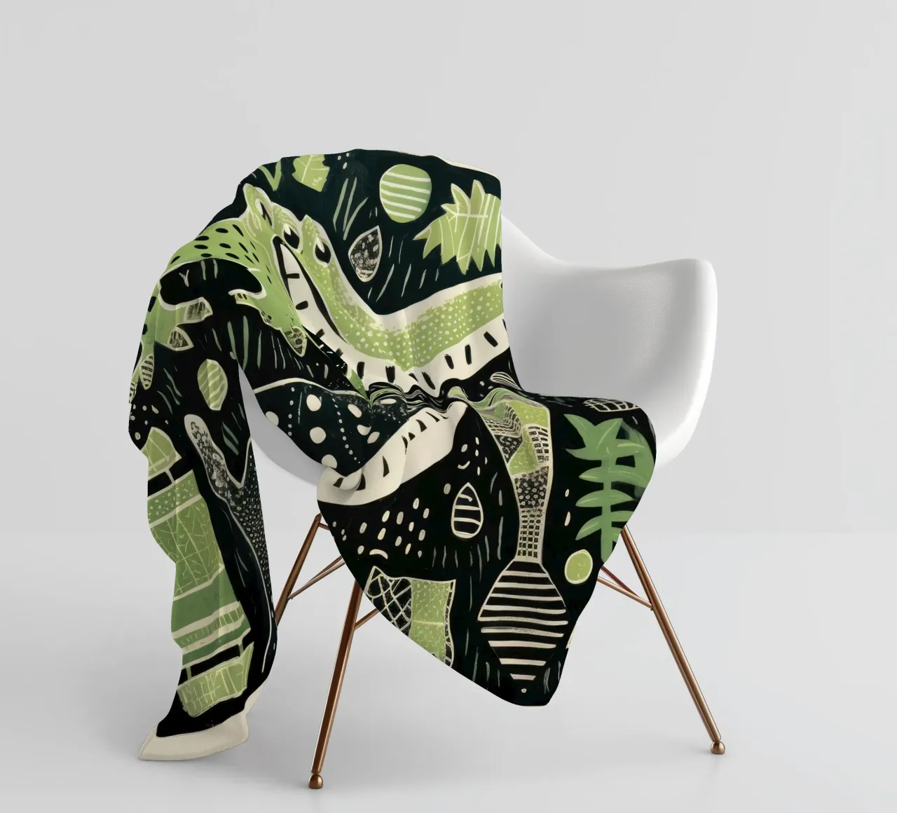 Alligatore verde 3 coperta in pile da Minimal Animal Art