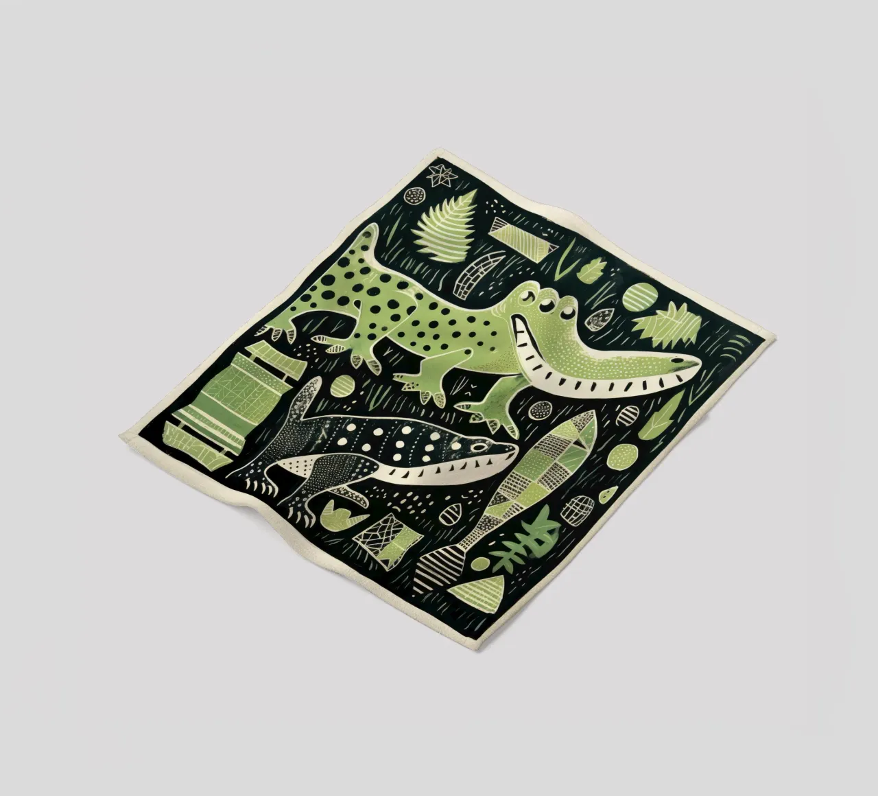 Alligatore verde 3 coperta in pile da Minimal Animal Art