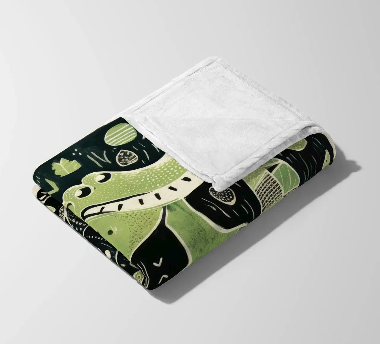 Alligatore verde 3 coperta in pile da Minimal Animal Art