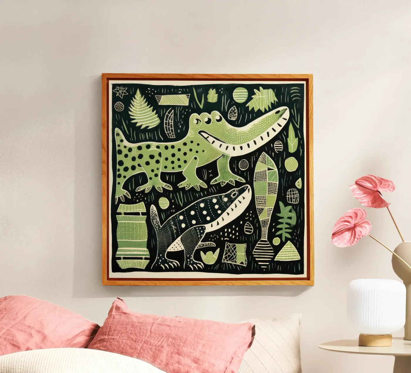 Green Alligator acrylic glass by Minimal Animal Art