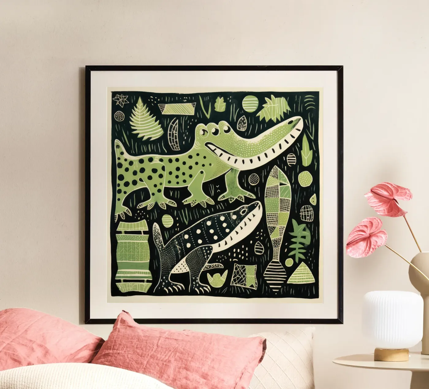 Green Alligator poster da Minimal Animal Art