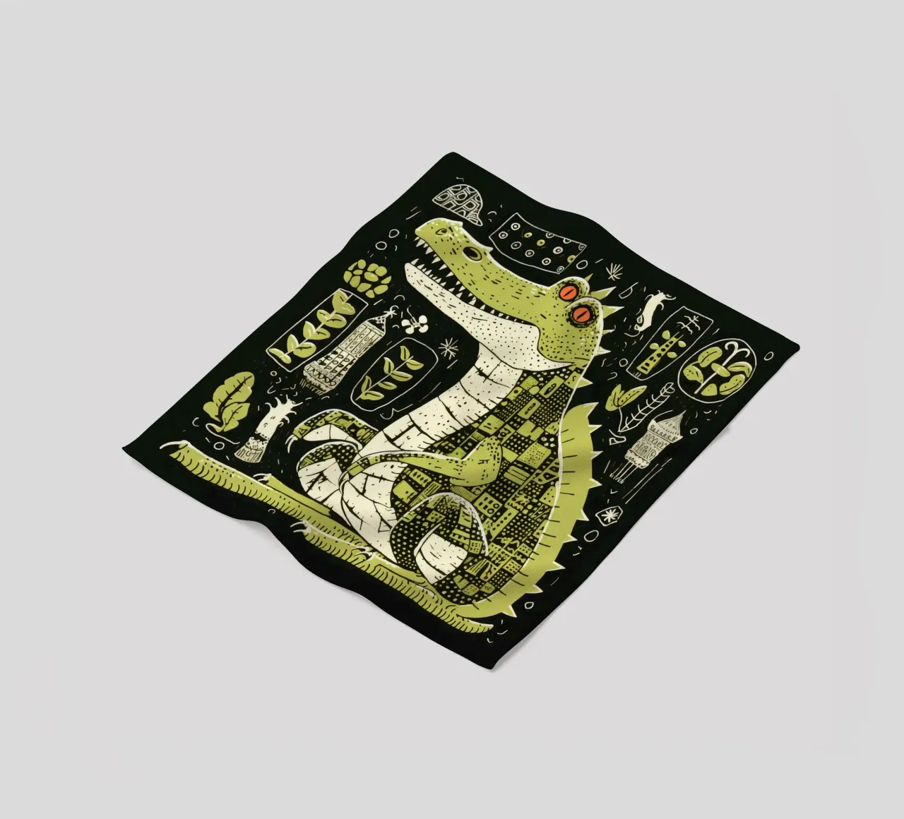 Alligatore verde 4 coperta in pile da Minimal Animal Art