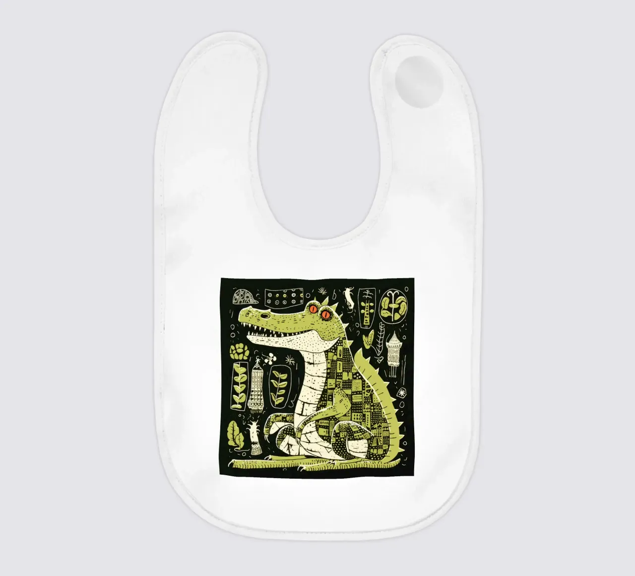 Alligatore verde 4 bavaglino da Minimal Animal Art