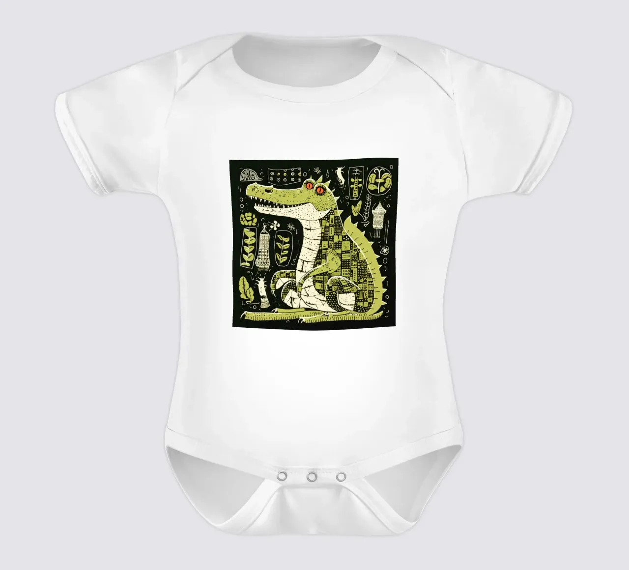 Alligatore verde 4 body neonato maniche corte da Minimal Animal Art