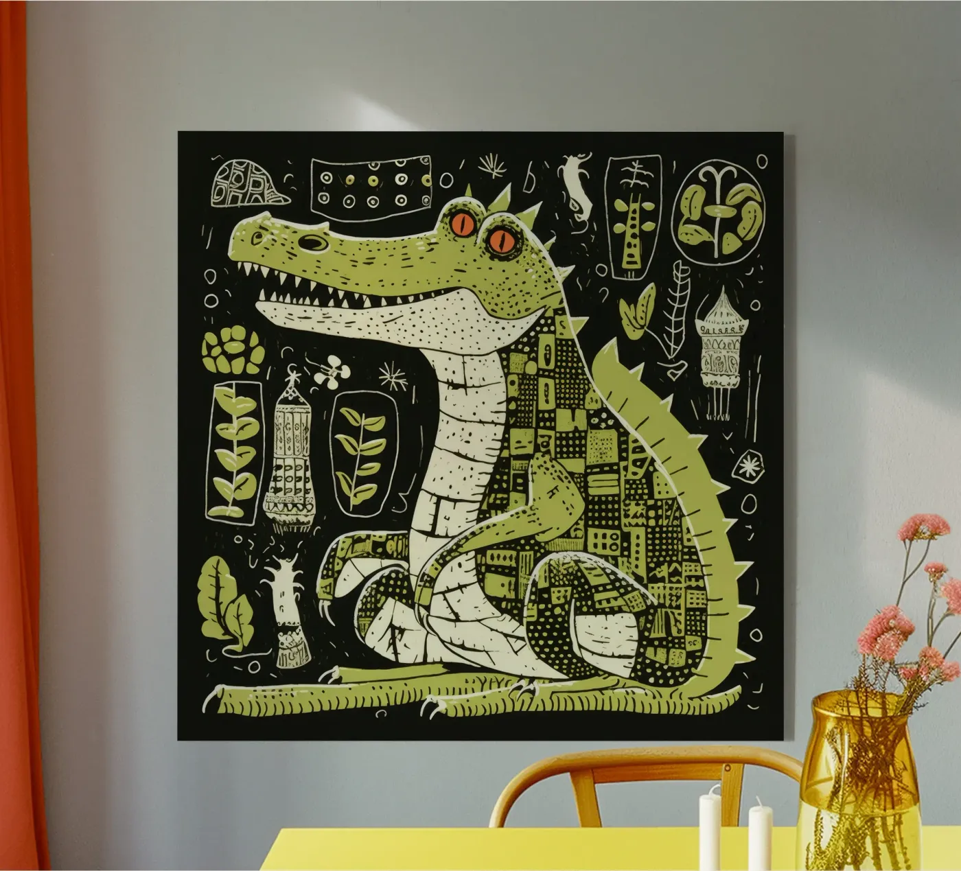 Alligator vert plexiglas de Minimal Animal Art