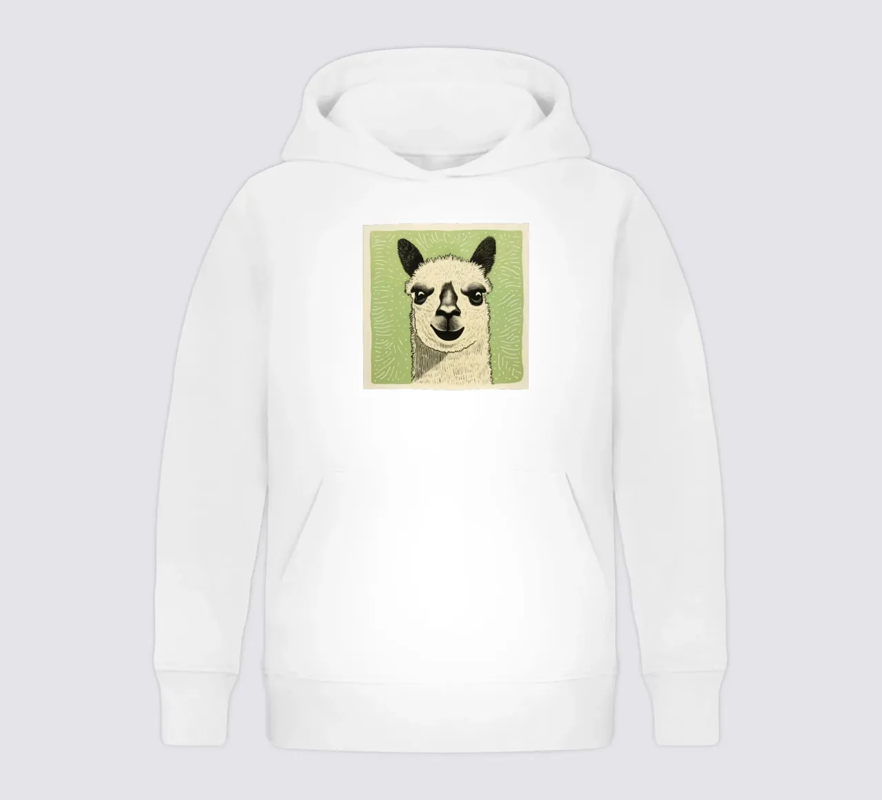 Green Alpaca 1 kids hoodie by Minimal Animal Art