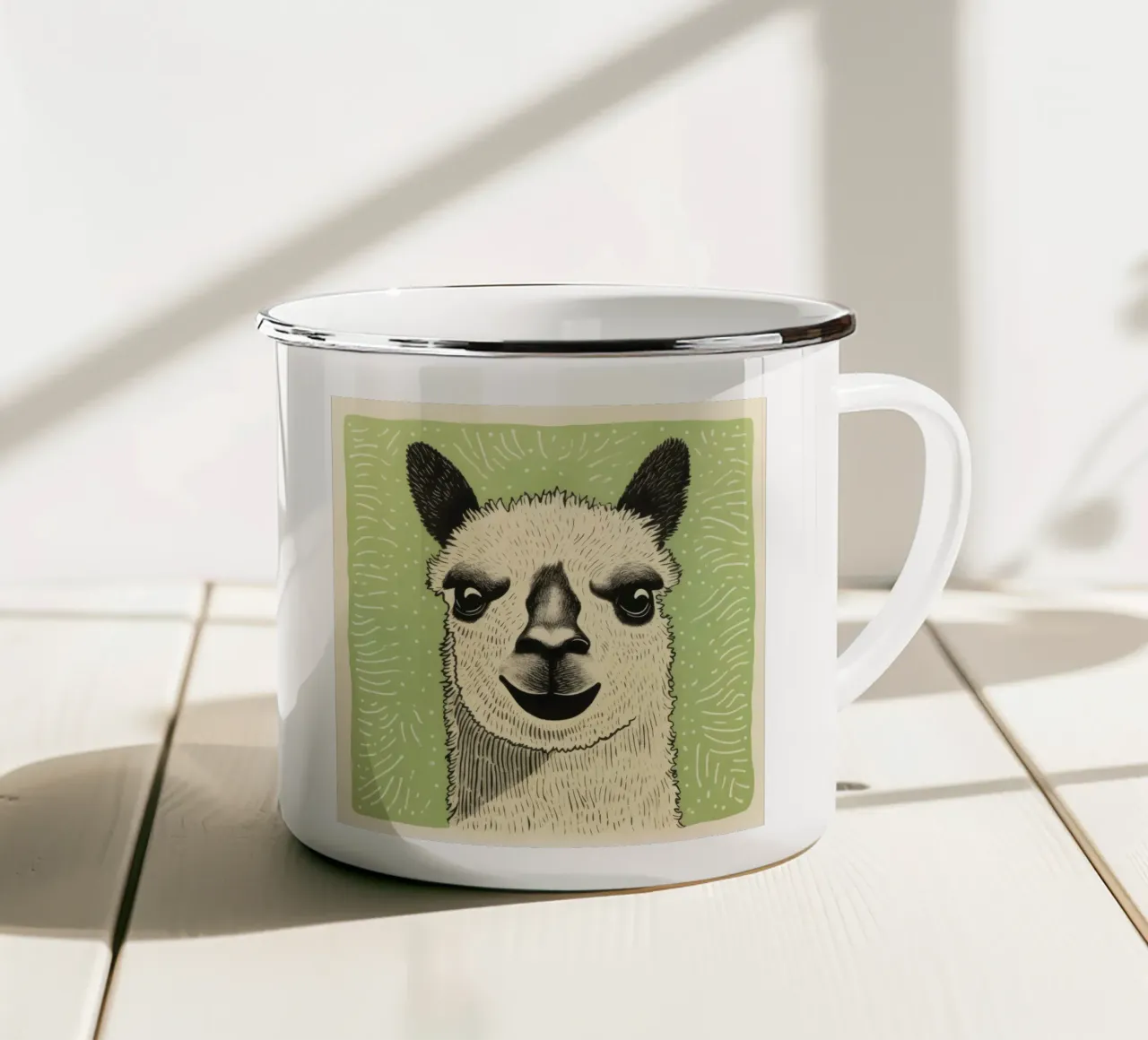 Alpaca verde 1 tazza in smalto da Minimal Animal Art