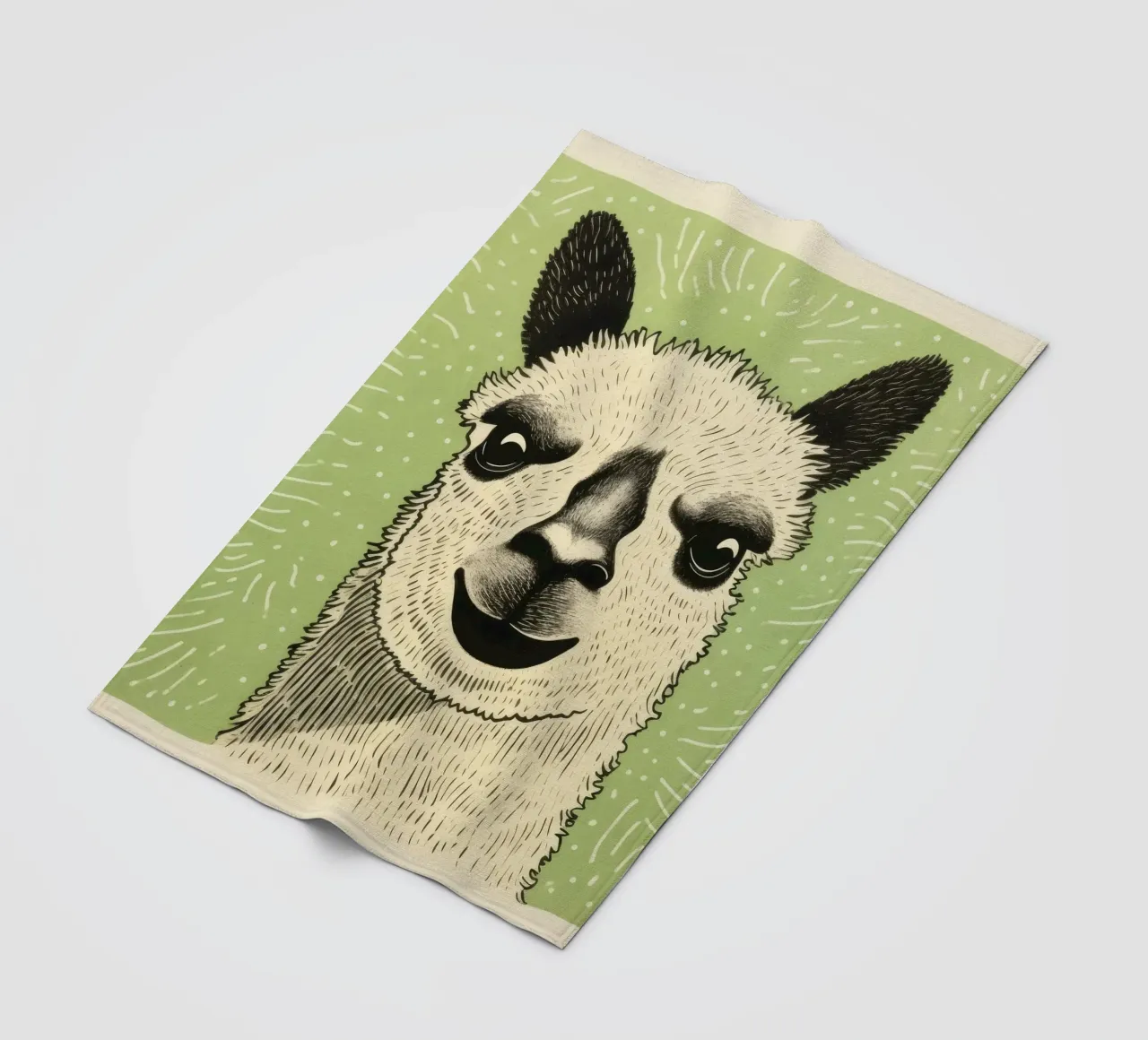Alpaca verde 1 coperta in pile da Minimal Animal Art