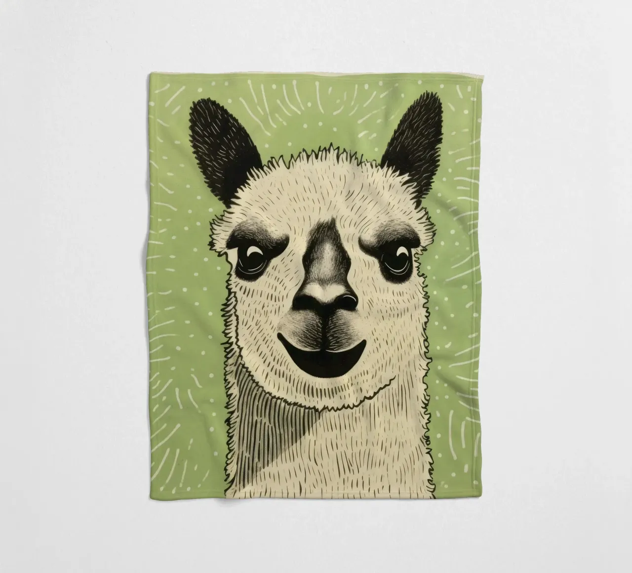Alpaca verde 1 coperta in pile da Minimal Animal Art