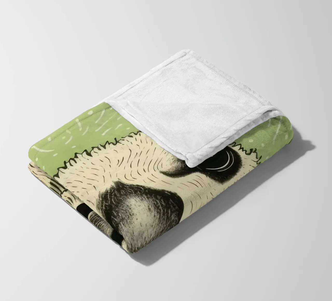 Alpaca verde 1 coperta in pile da Minimal Animal Art