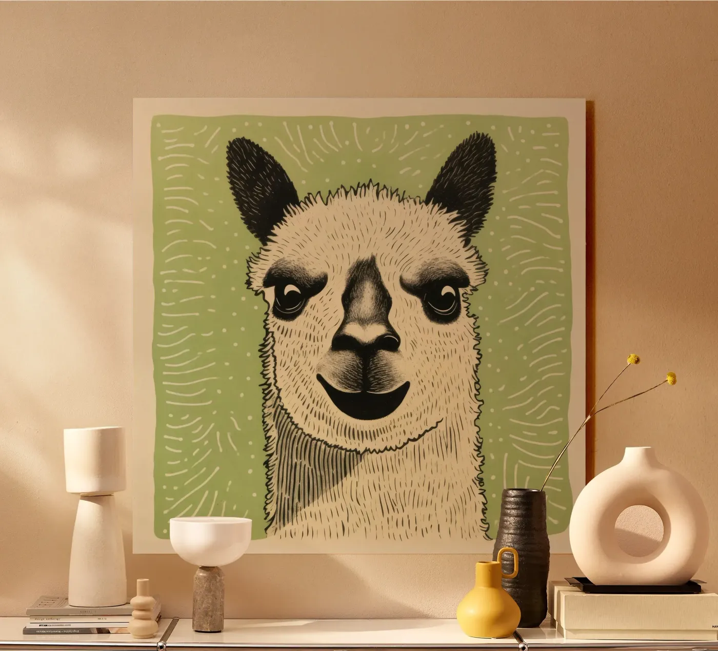 Green Alpaca plexiglass da Minimal Animal Art