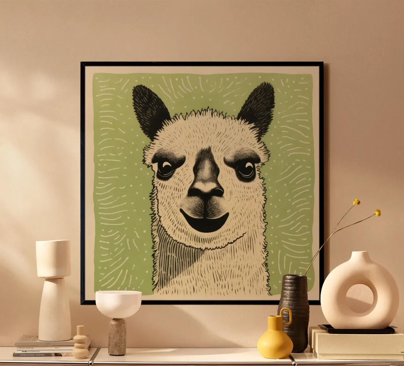 Green Alpaca poster by Minimal Animal Art