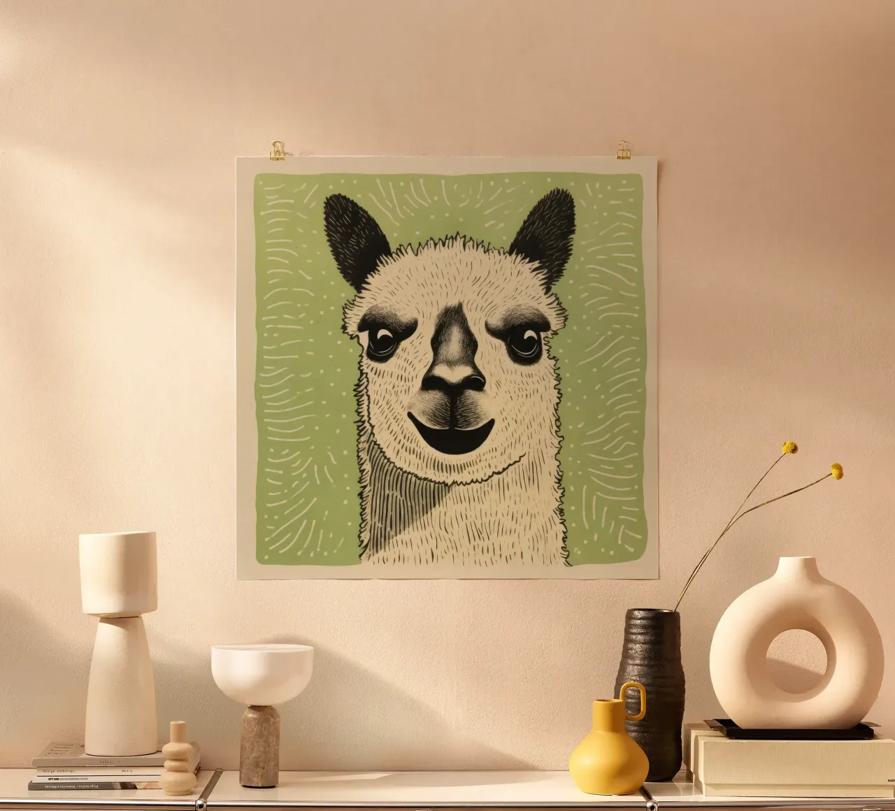 Alpaca verde poster da Minimal Animal Art