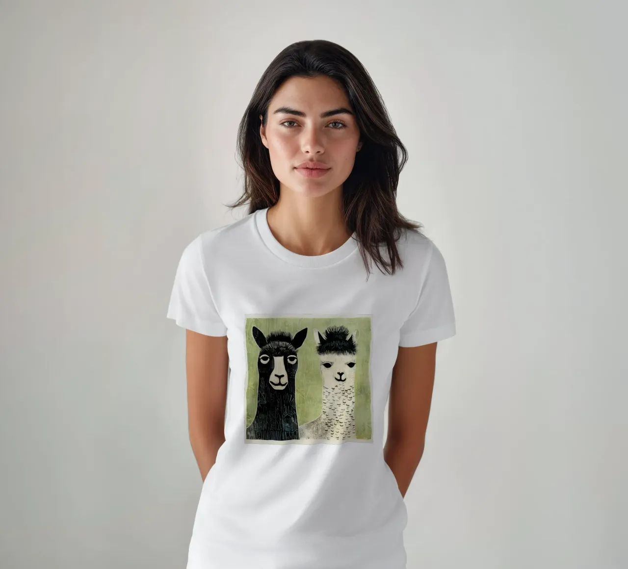 Alpaca verde 2 t-shirt da Minimal Animal Art