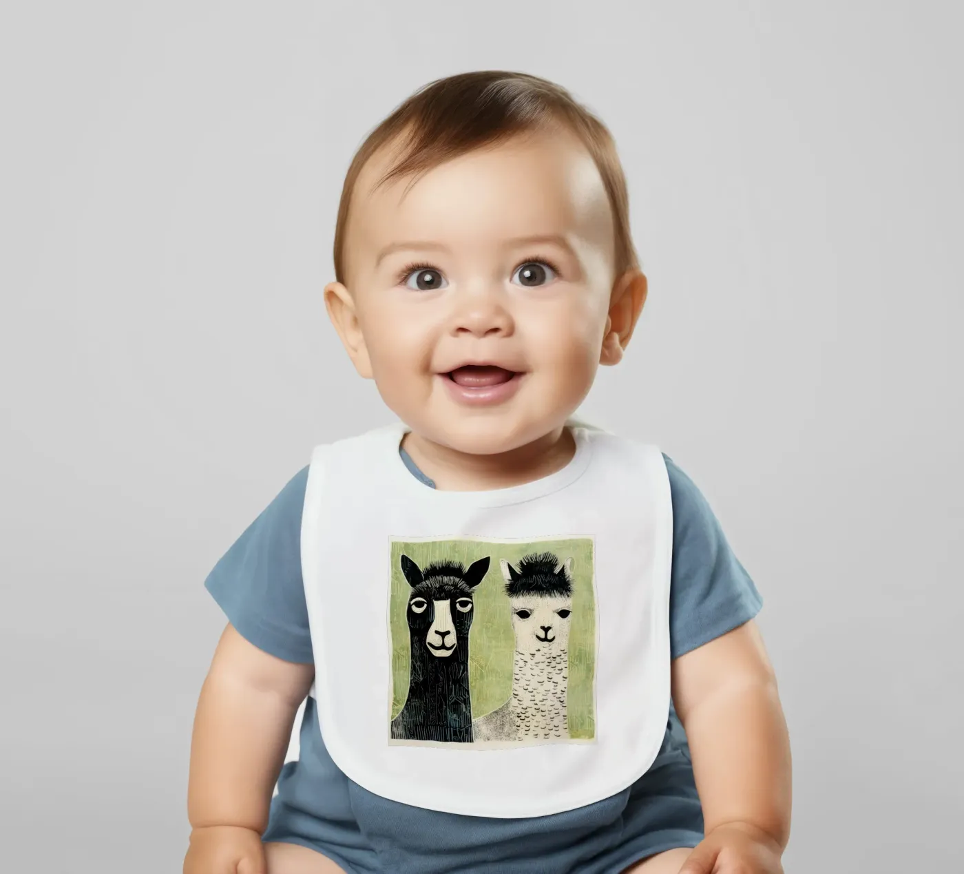 Green Alpacas bavaglino da Minimal Animal Art