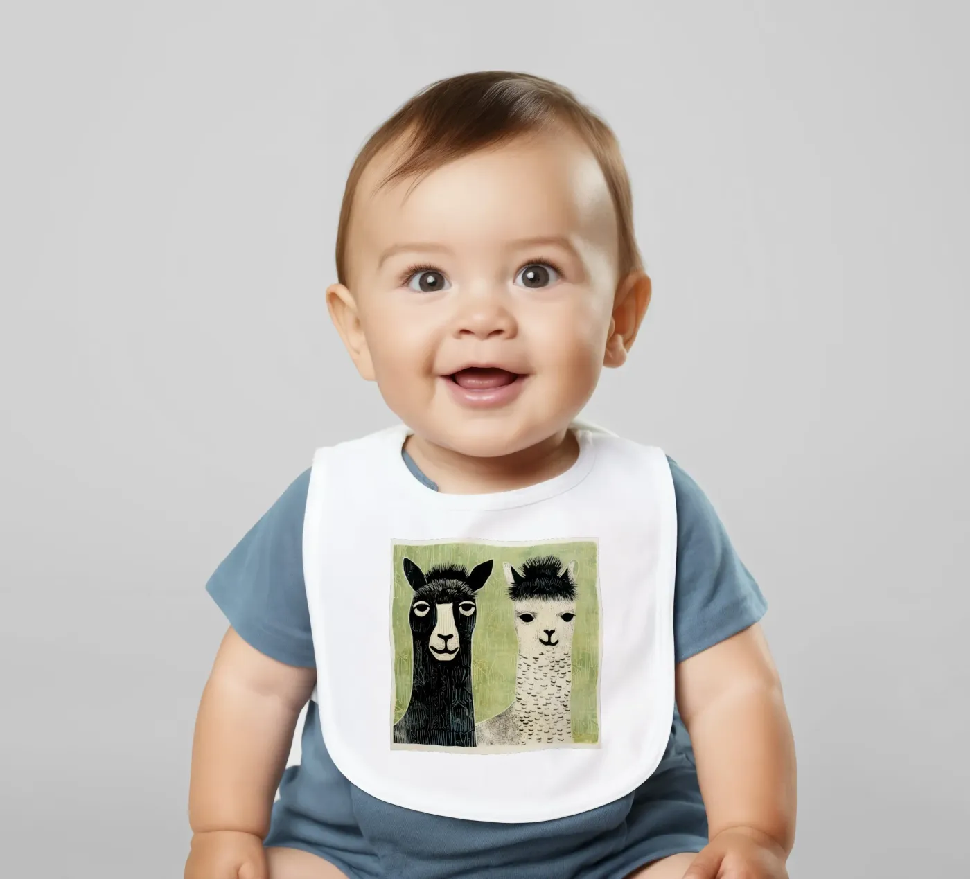 Green Alpacas bavaglino da Minimal Animal Art