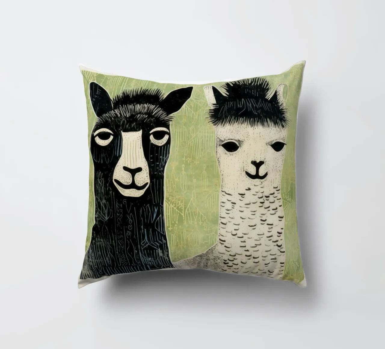 Alpaca verde 2 cuscino da Minimal Animal Art