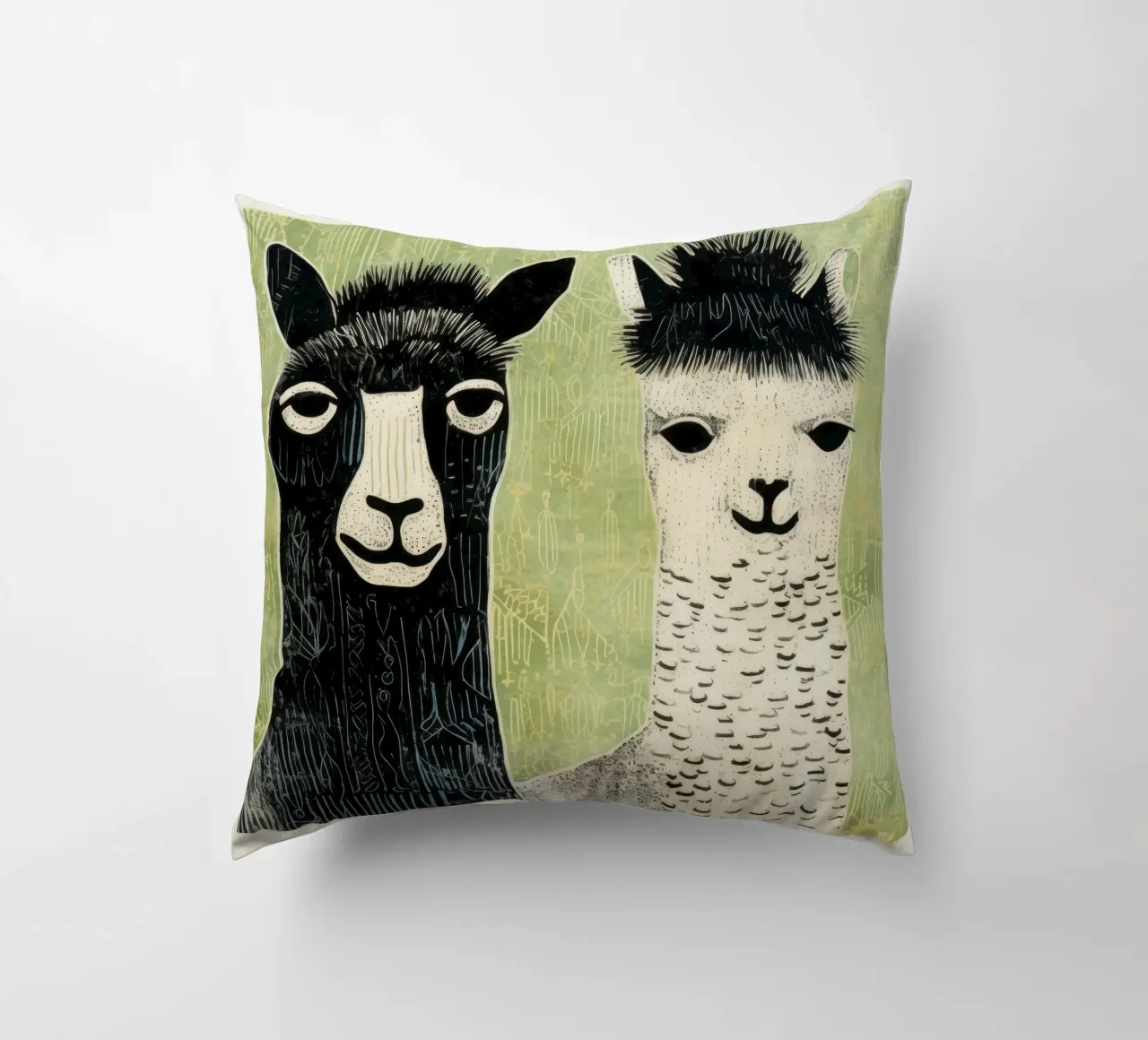 Alpaca verde 2 cuscino da Minimal Animal Art