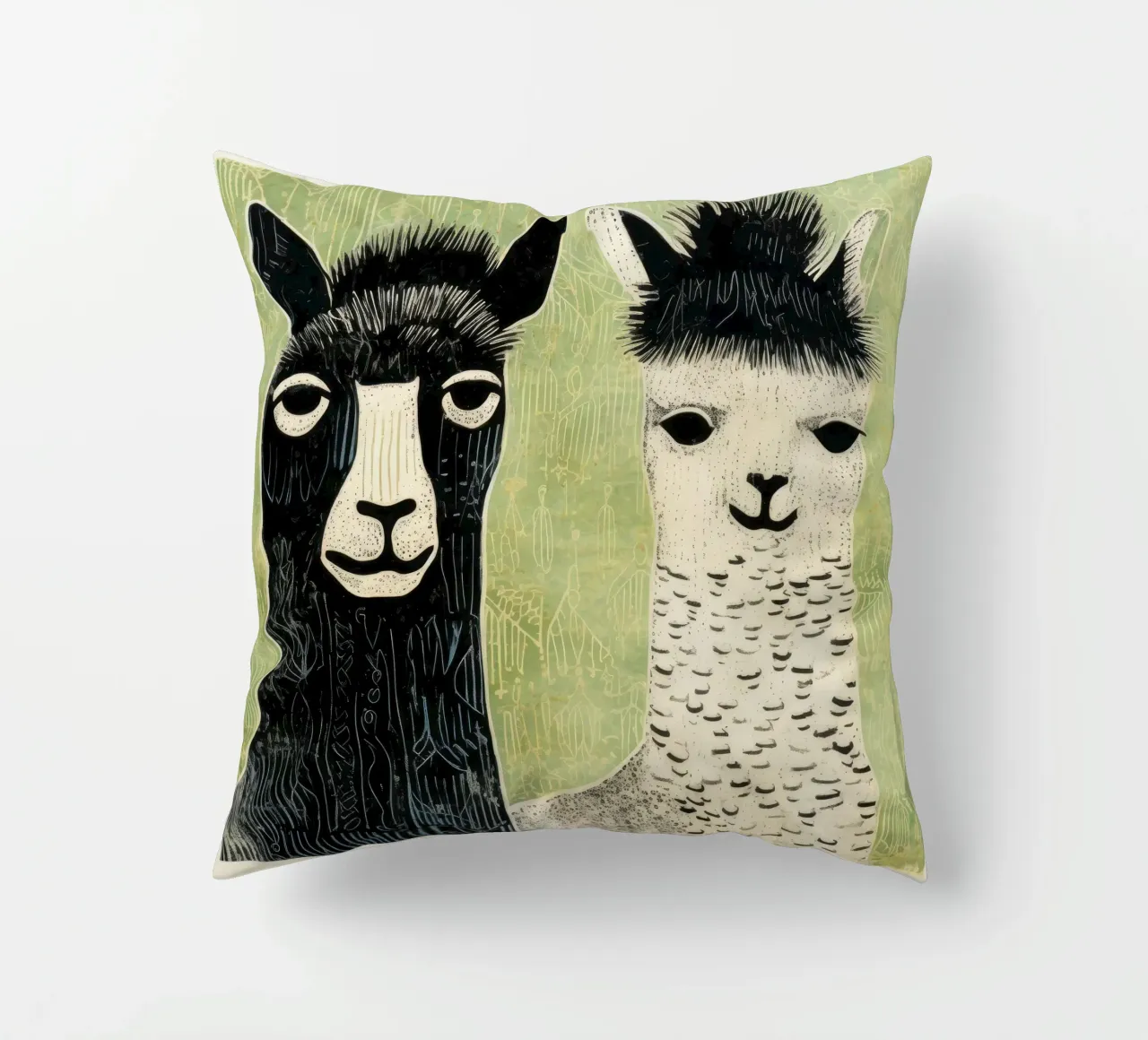 Alpaca verde 2 cuscino da Minimal Animal Art
