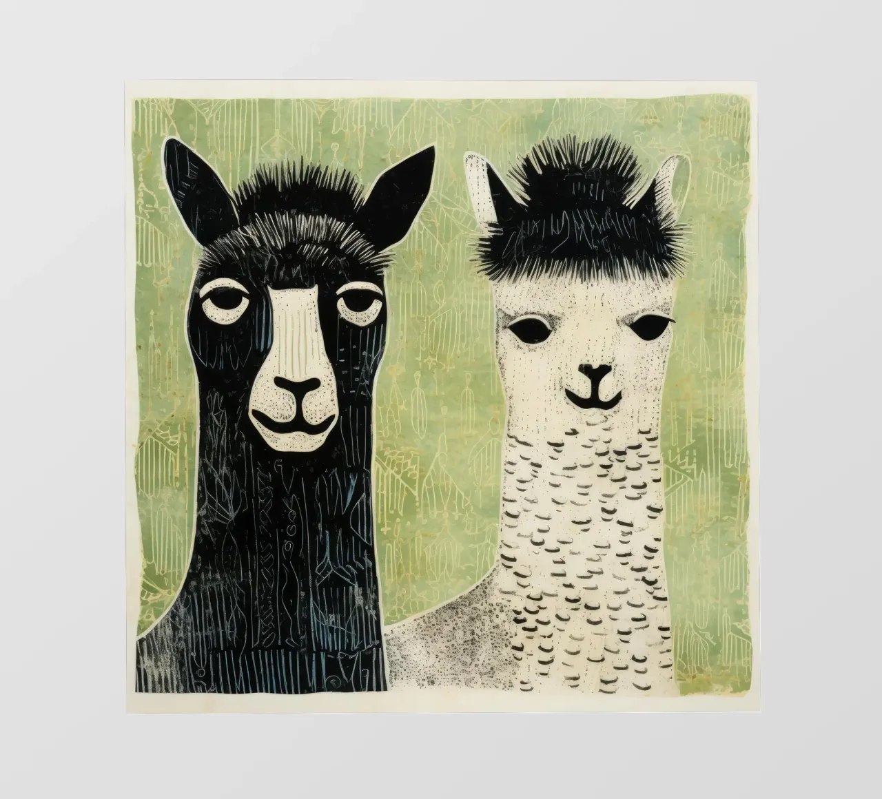 Alpaca verde 2 pellicola backlit da Minimal Animal Art
