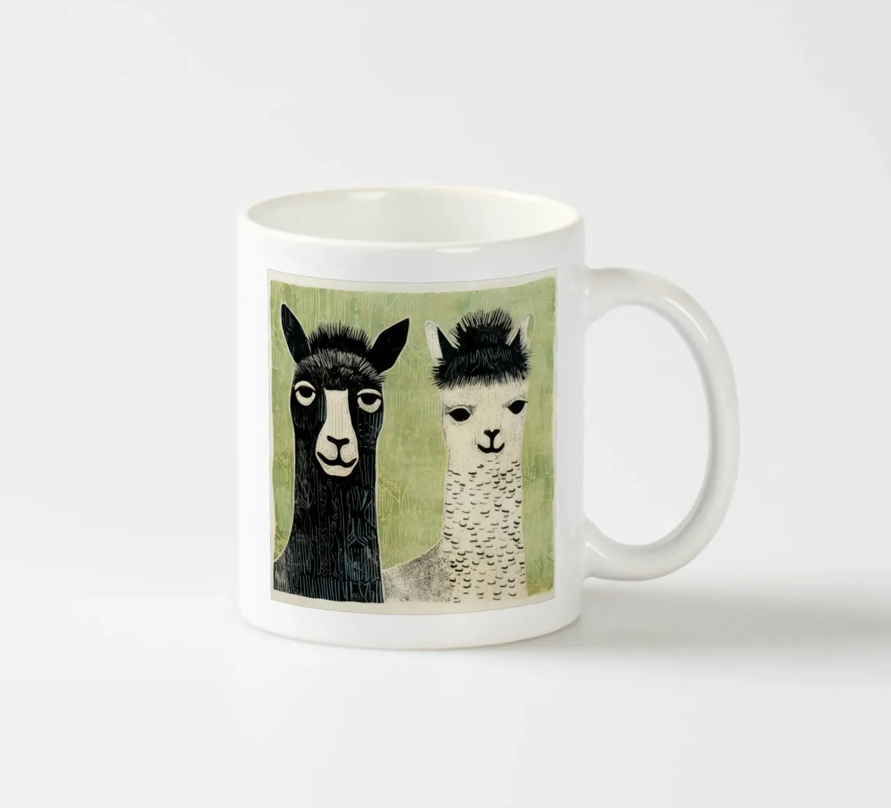 Alpaca verde 2 tazza in ceramica da Minimal Animal Art