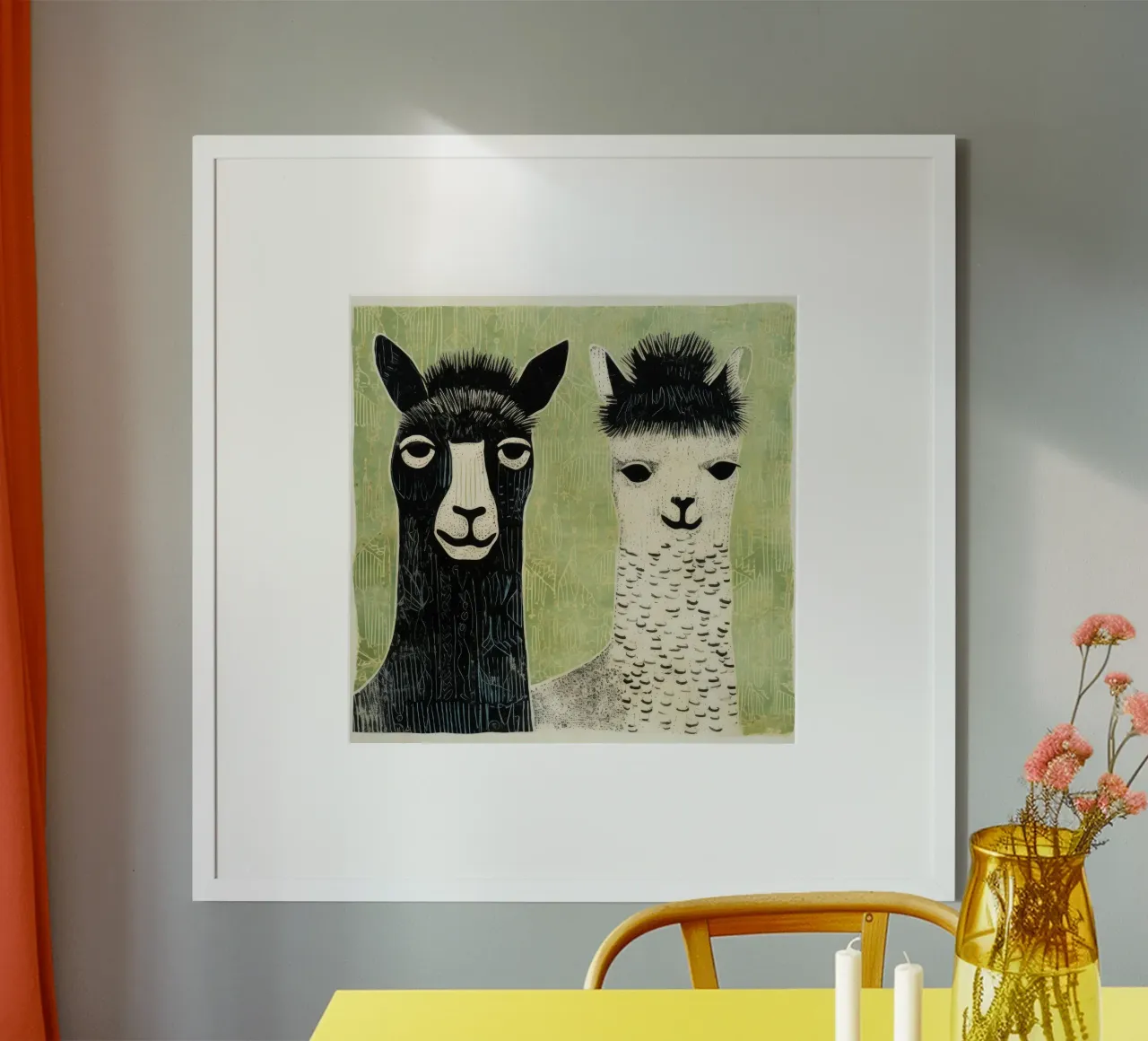 Green Alpacas poster by Minimal Animal Art