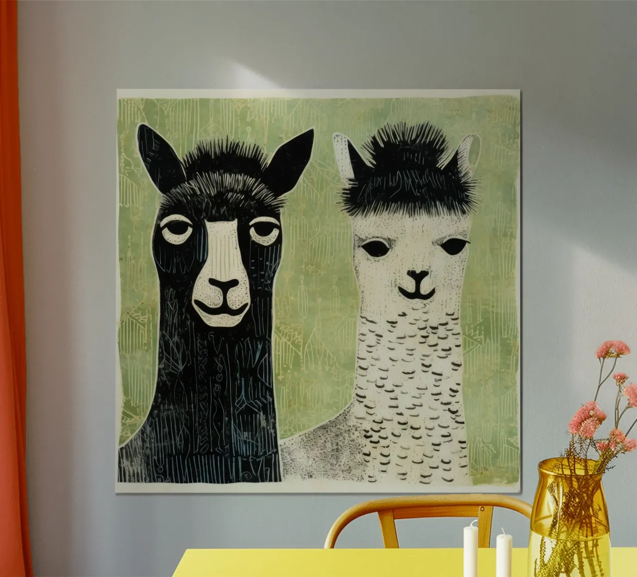 Green Alpacas poster by Minimal Animal Art