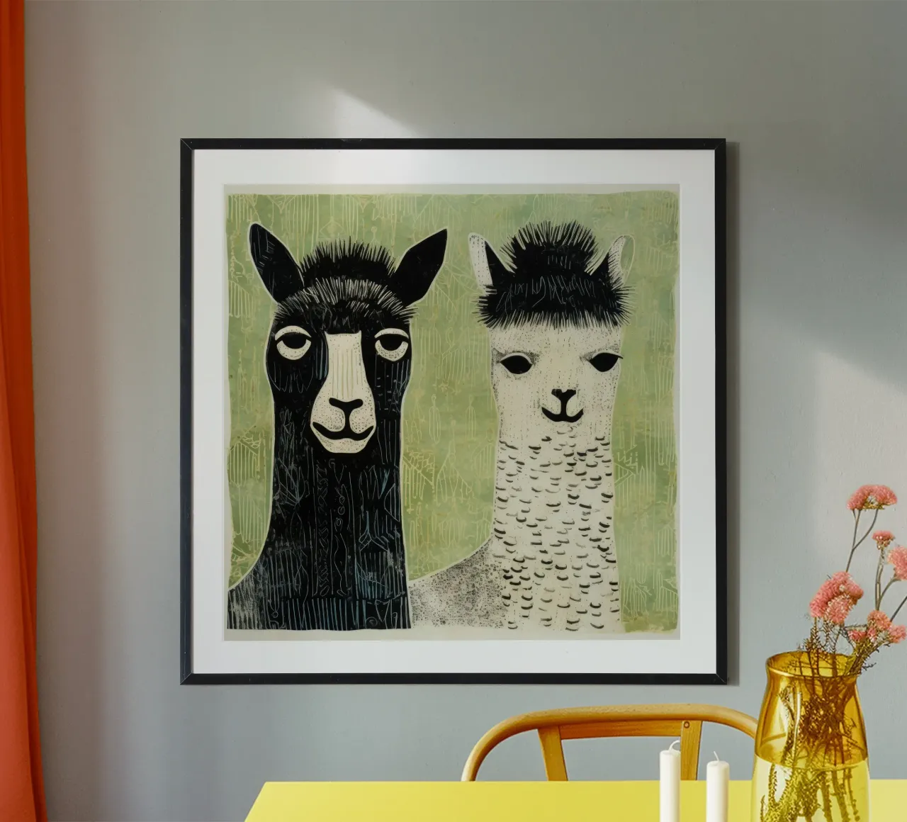 Green Alpacas poster by Minimal Animal Art
