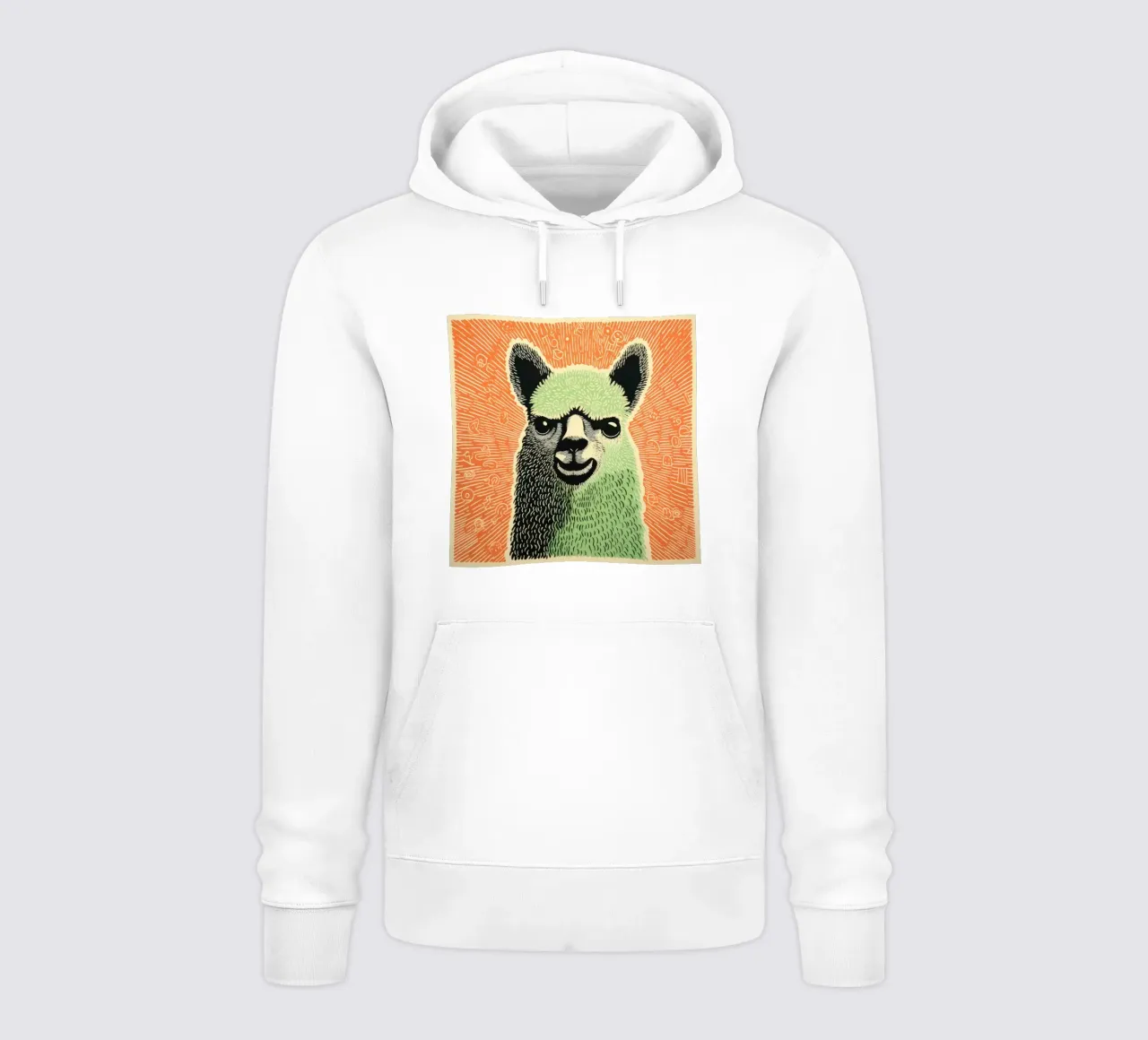 Alpaca verde 3 felpa con cappuccio da Minimal Animal Art