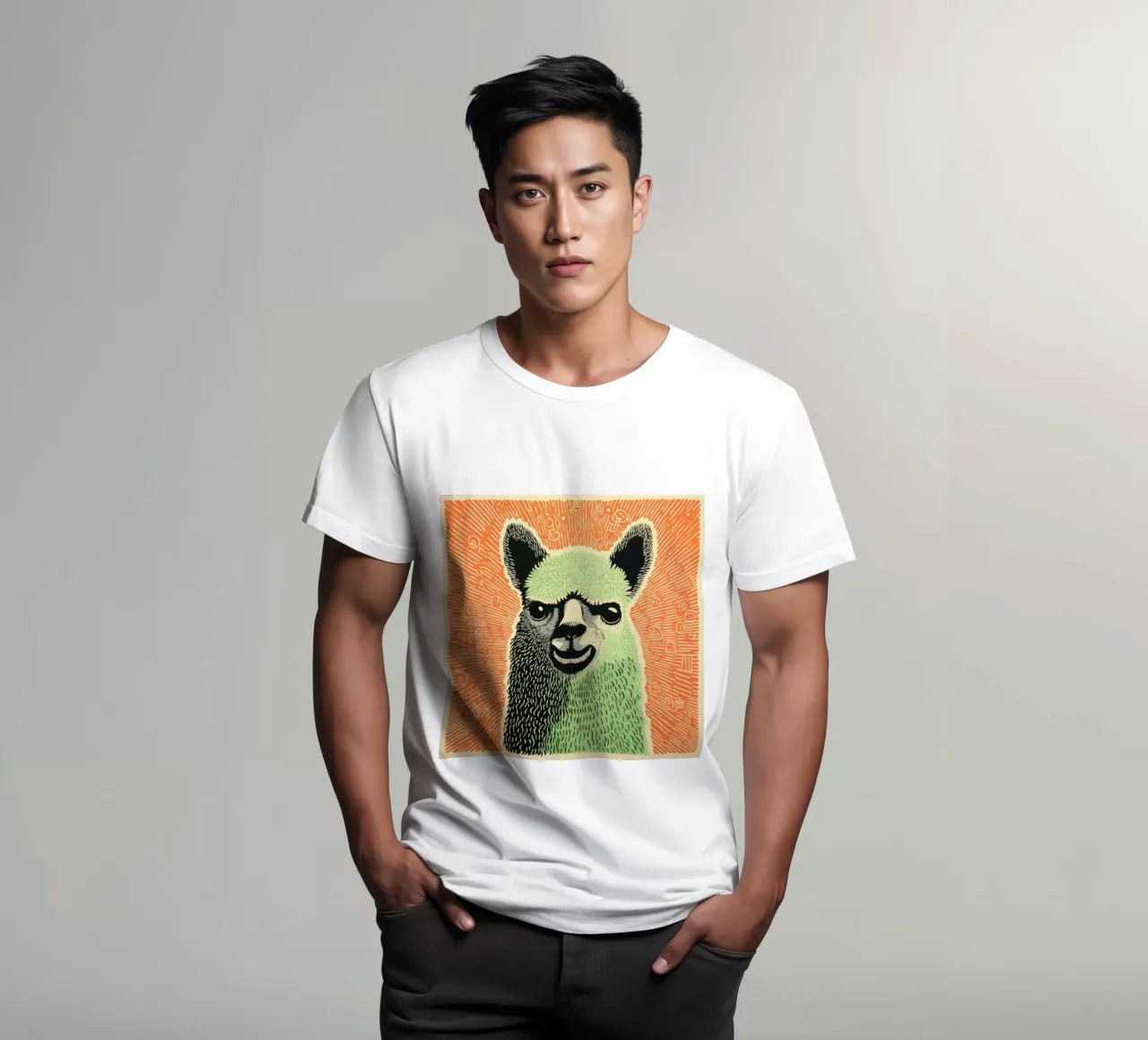 Alpaca verde 3 t-shirt da Minimal Animal Art