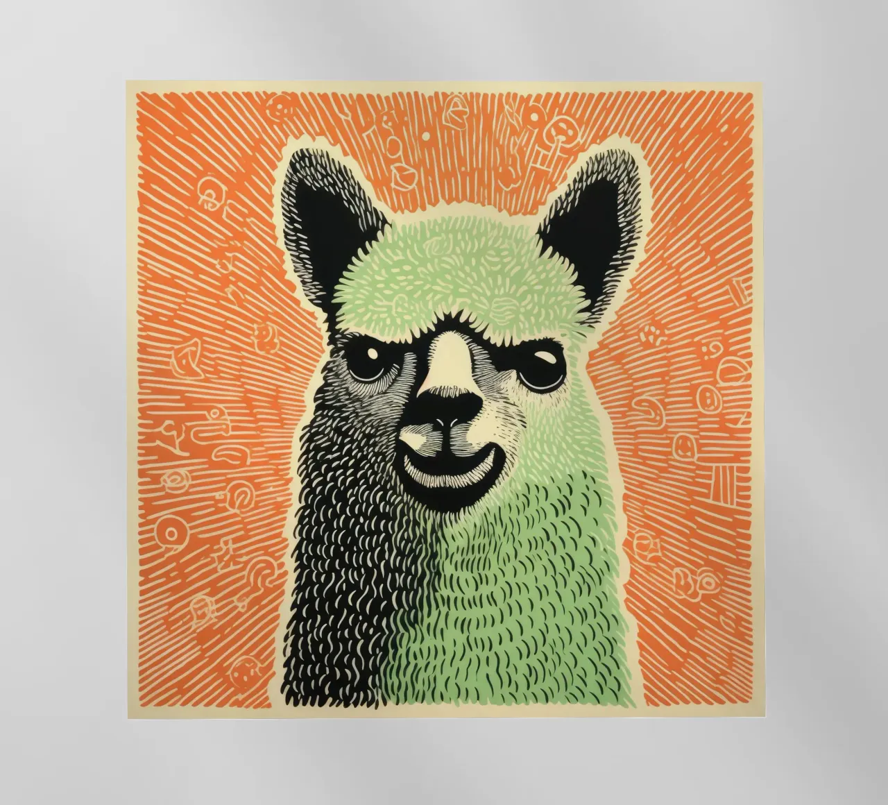 Alpaca verde 3 pellicola backlit da Minimal Animal Art