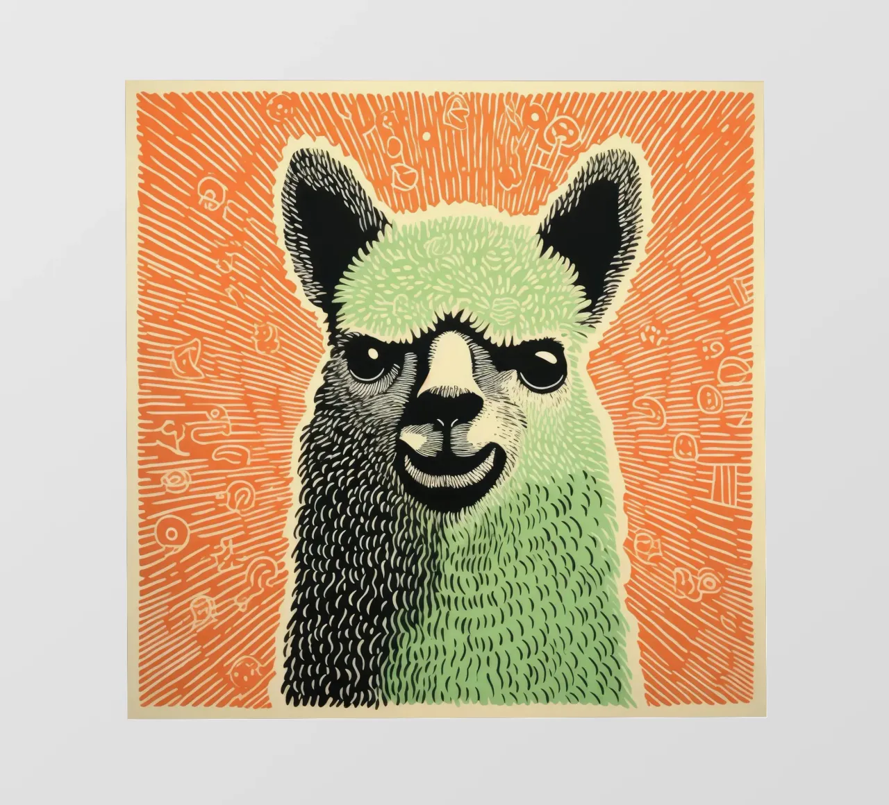 Alpaca verde 3 pellicola backlit da Minimal Animal Art