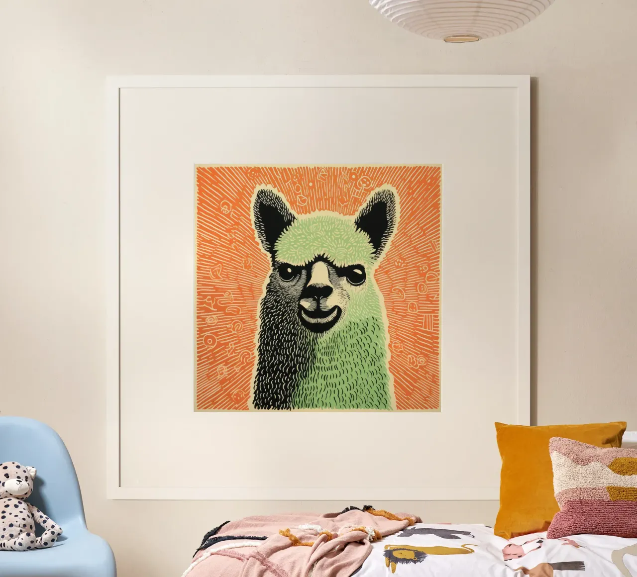 Alpaca verde poster da Minimal Animal Art