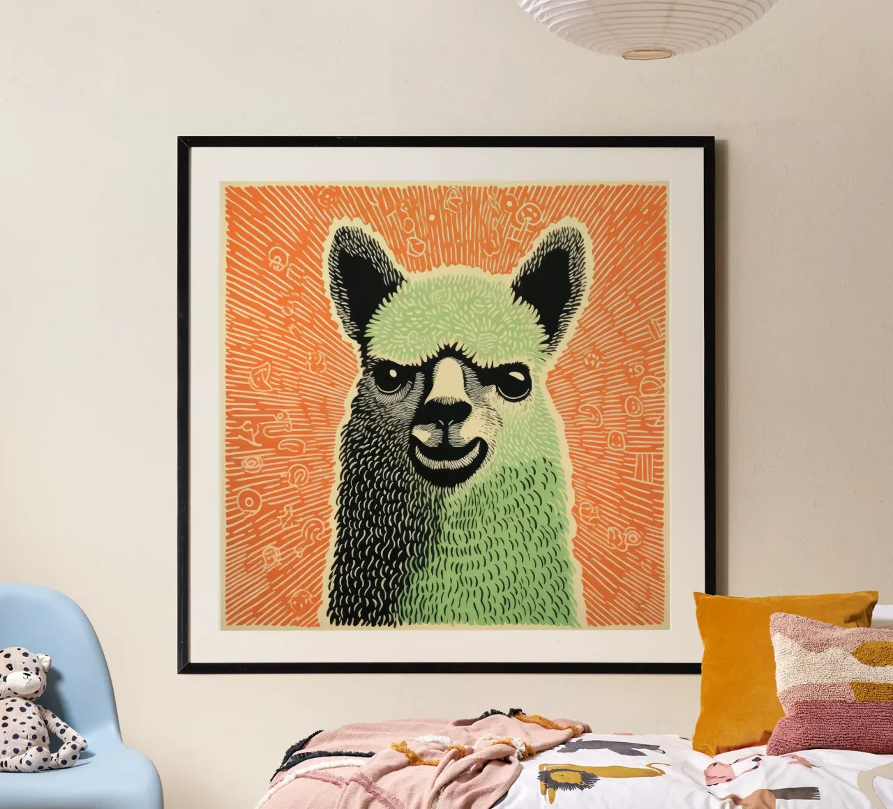 Alpaca verde poster da Minimal Animal Art