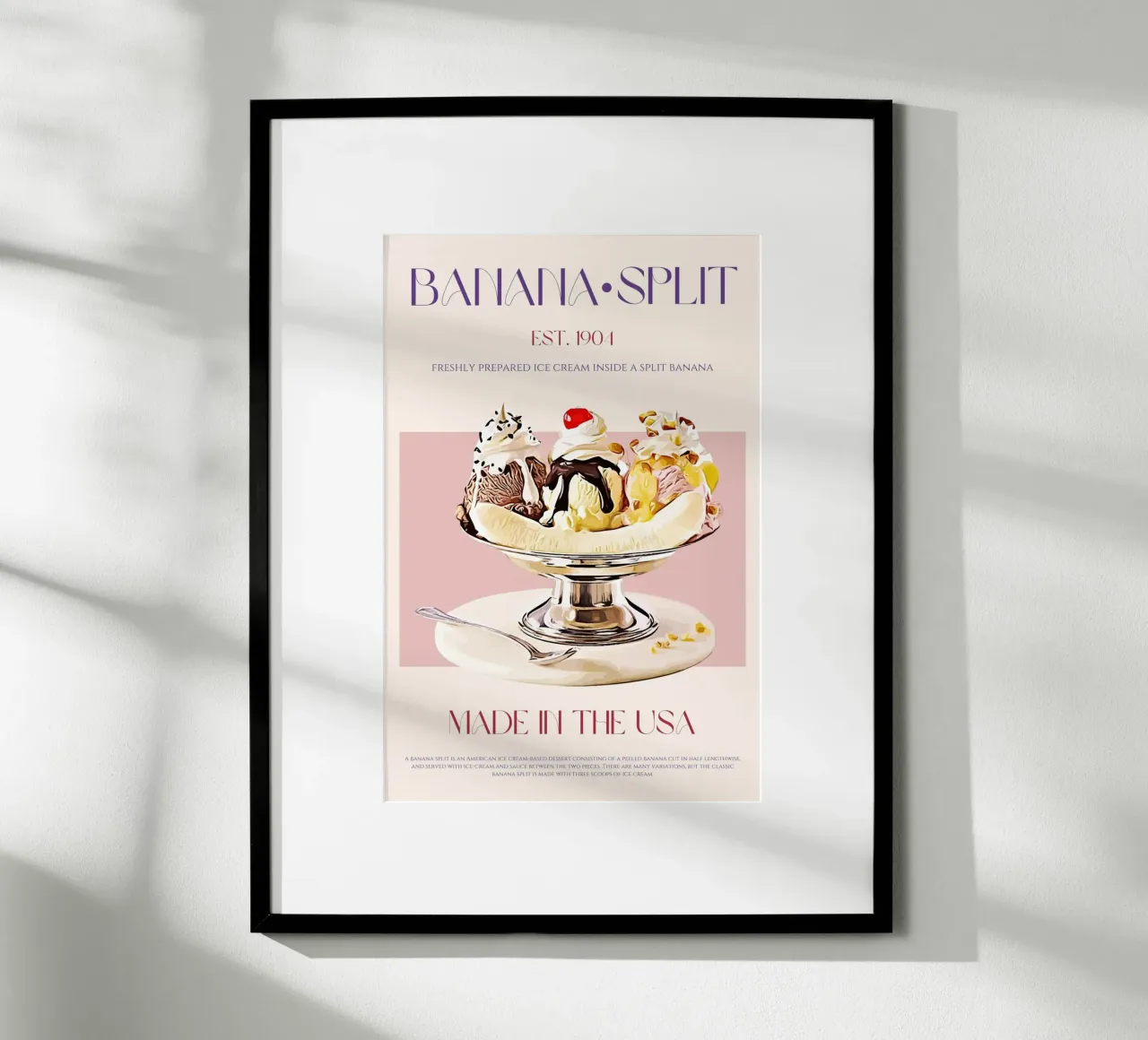 Stampa Banana Split poster con telaio in plastica da KOKRPrints