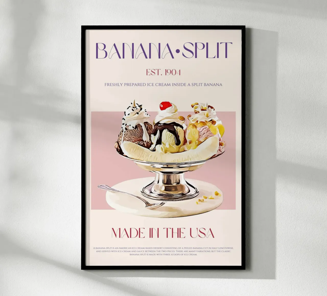 Stampa Banana Split poster con telaio in plastica da KOKRPrints