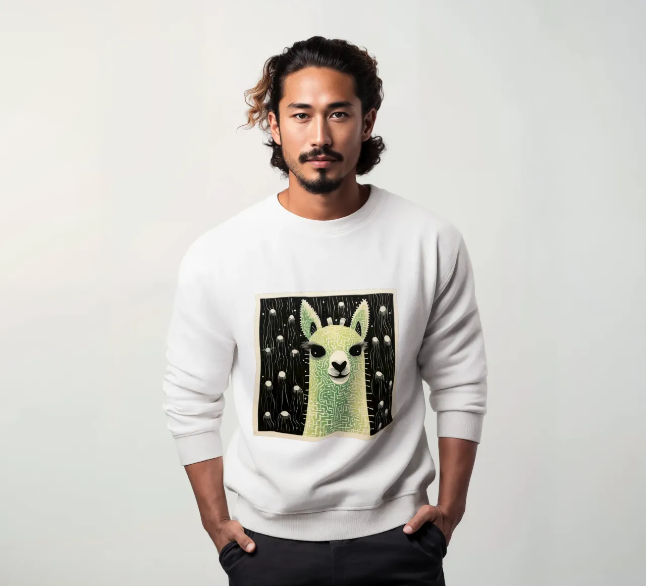 Green Alpaca sweatshirt by Minimal Animal Art