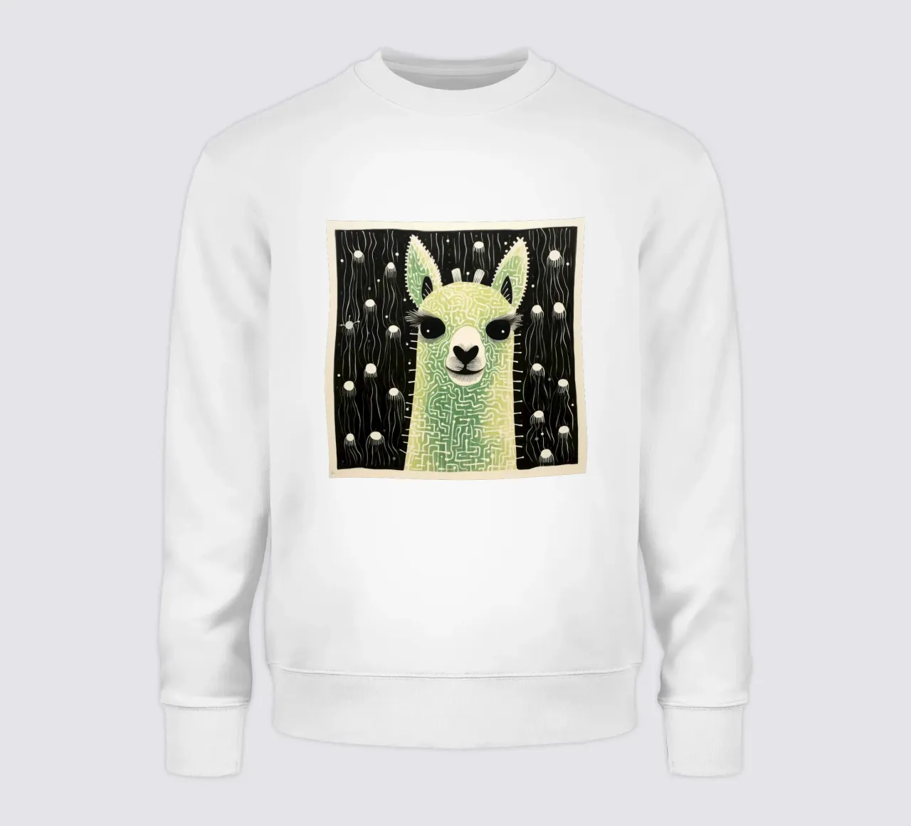 Green Alpaca sweatshirt by Minimal Animal Art