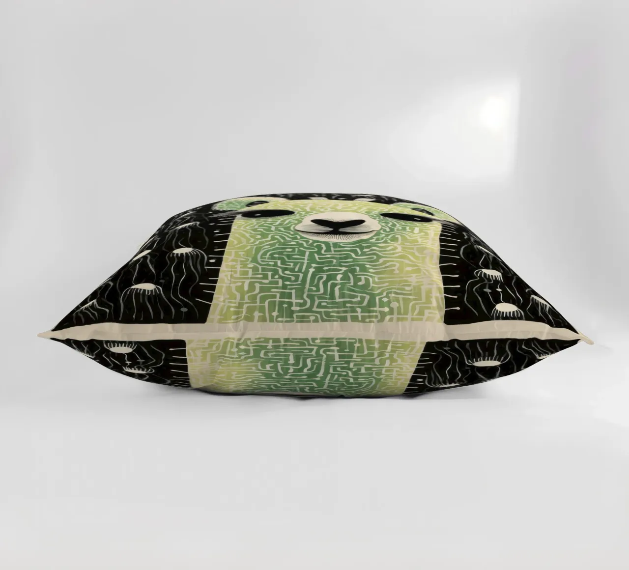 Alpaca verde 4 cuscino da Minimal Animal Art