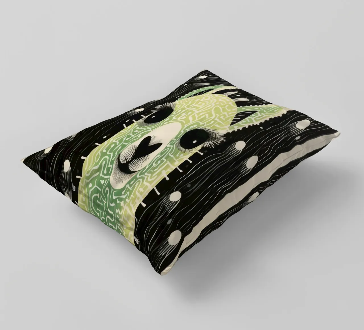 Alpaca verde cuscino da Minimal Animal Art
