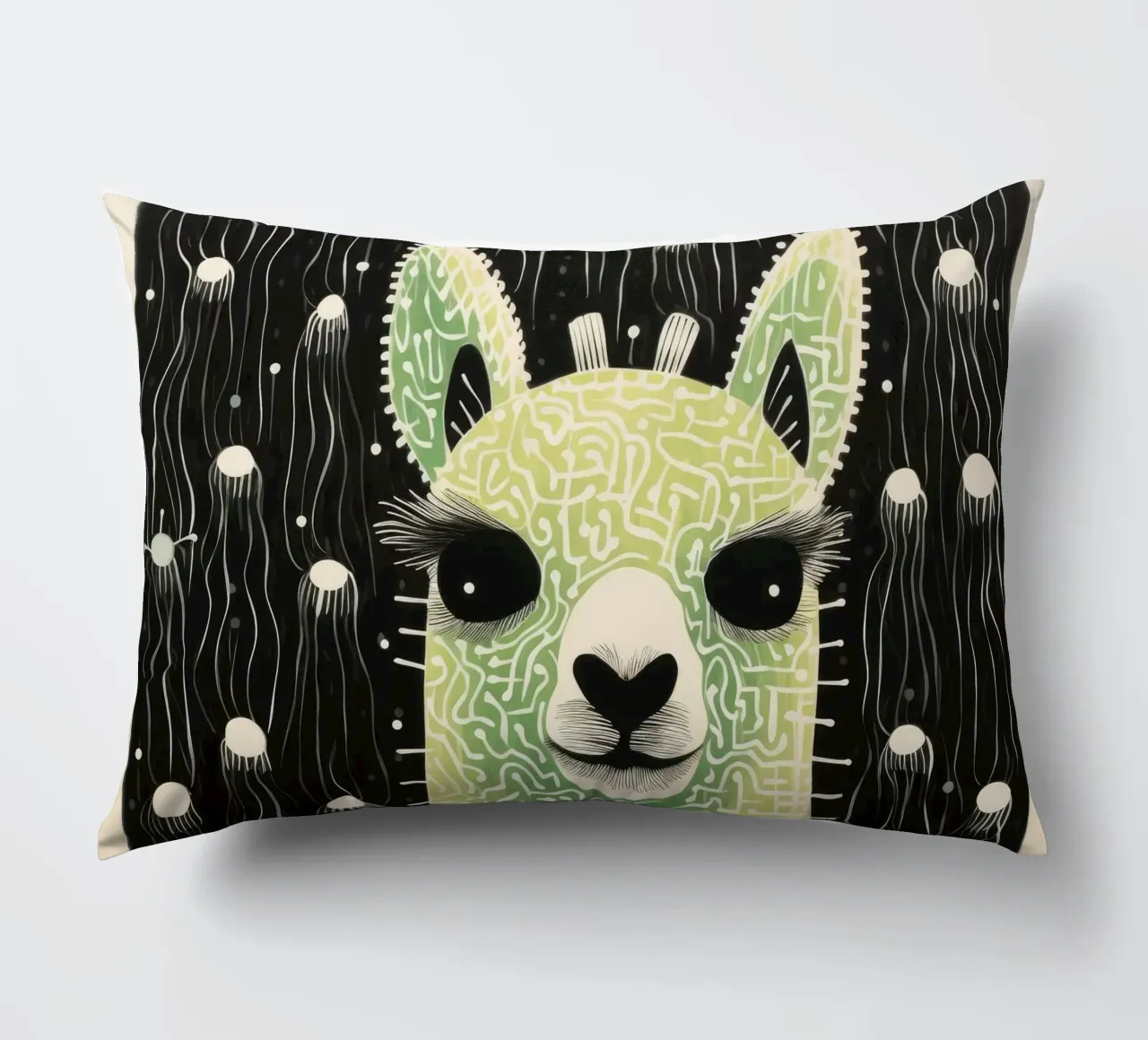 Alpaca verde cuscino da Minimal Animal Art