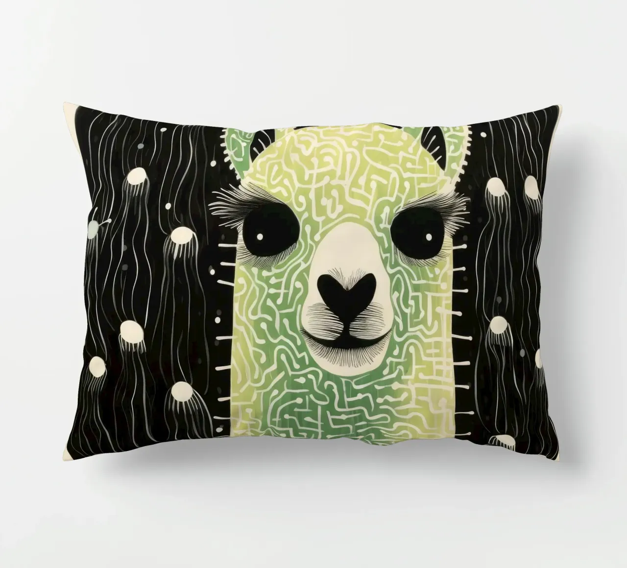 Alpaca verde cuscino da Minimal Animal Art