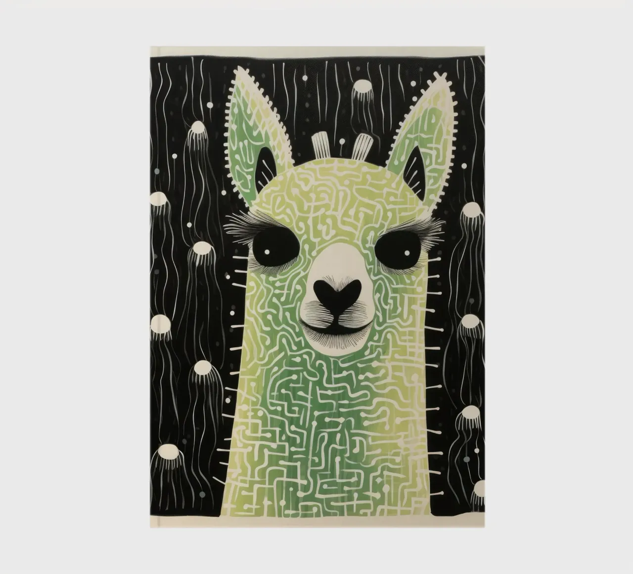 Green Alpaca 4 notebook by Minimal Animal Art
