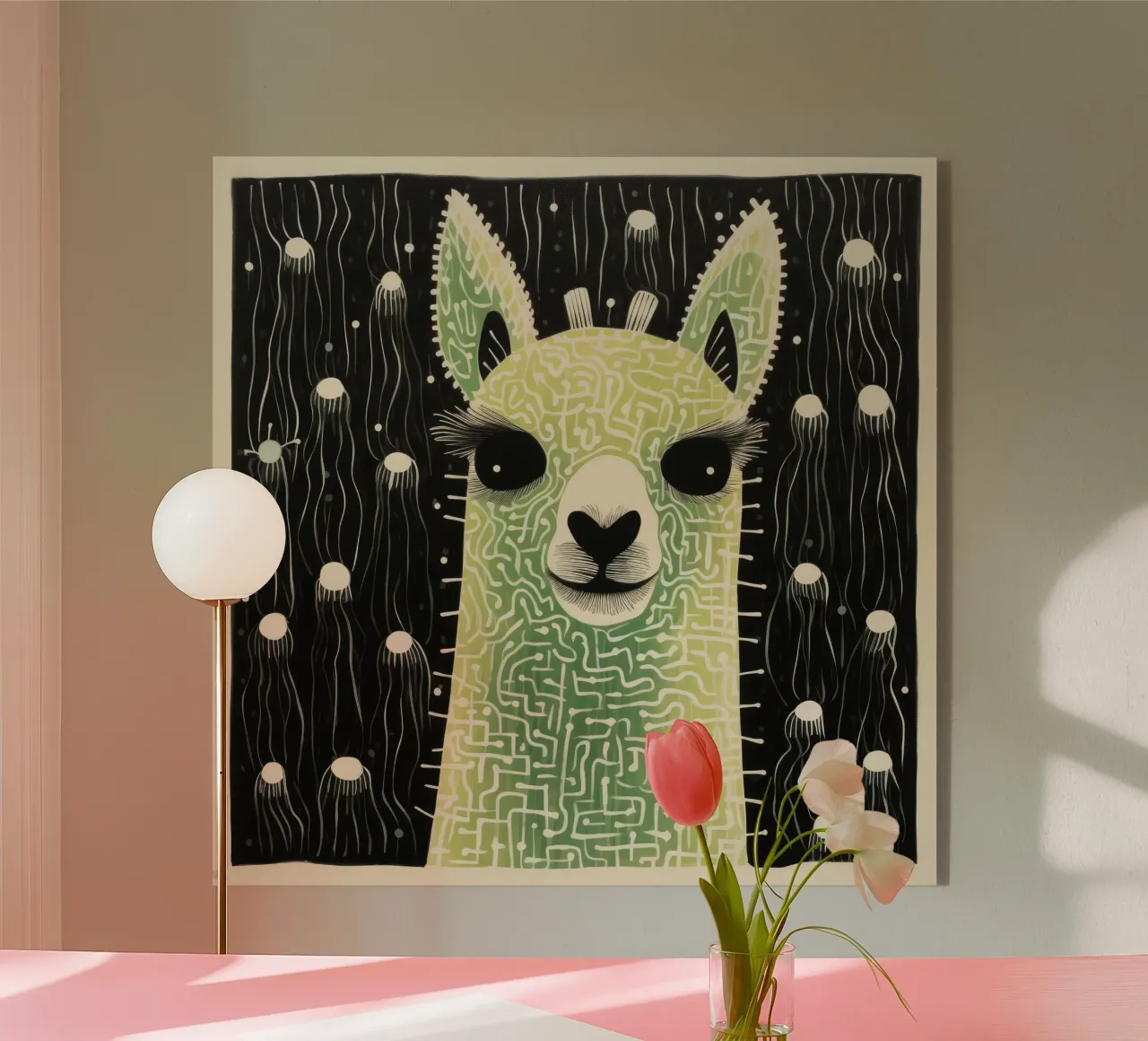 Alpaca verde 4 plexiglass da Minimal Animal Art