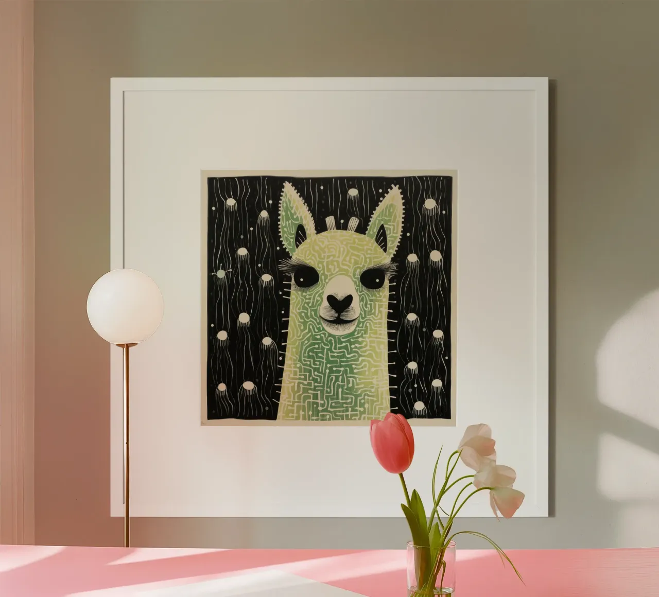 Alpaca verde poster da Minimal Animal Art