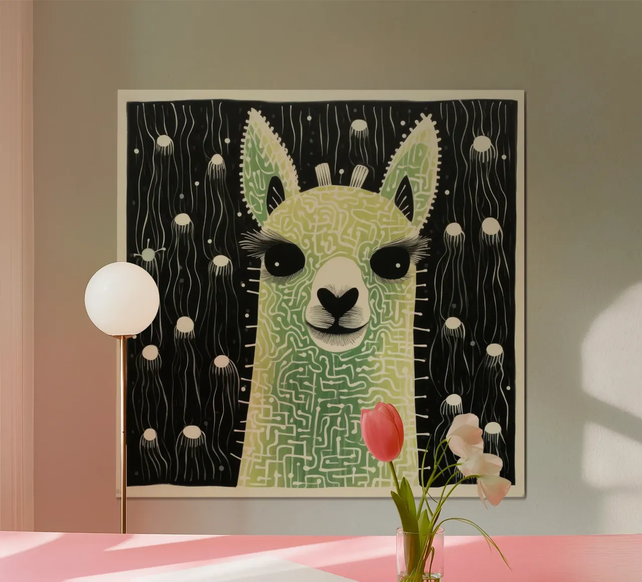 Alpaca verde poster da Minimal Animal Art