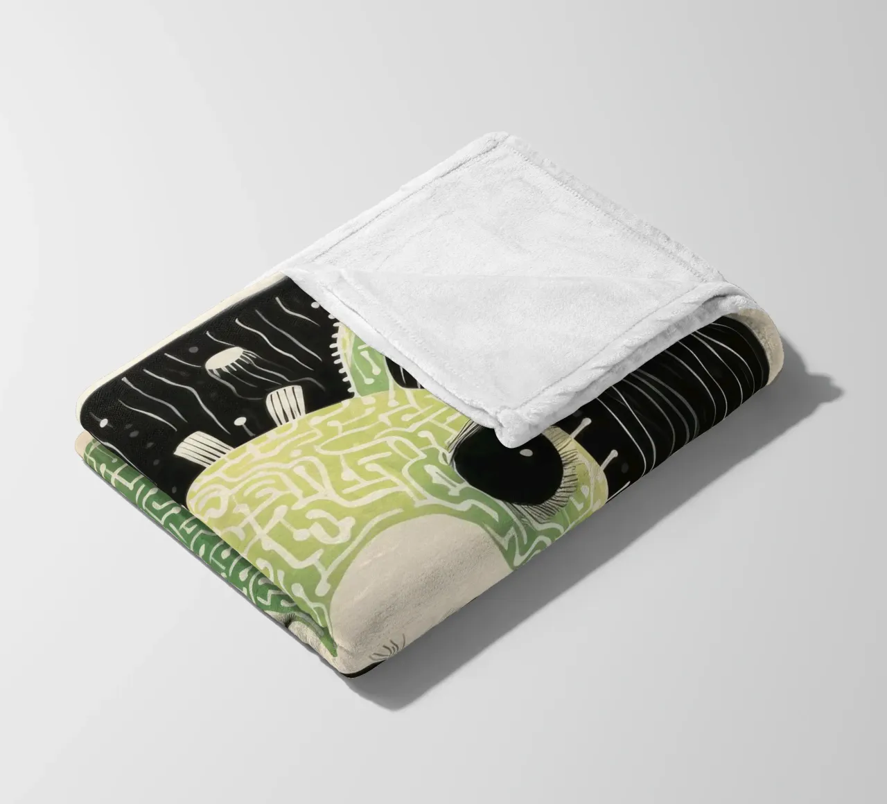 Alpaca verde 4 coperta in pile da Minimal Animal Art